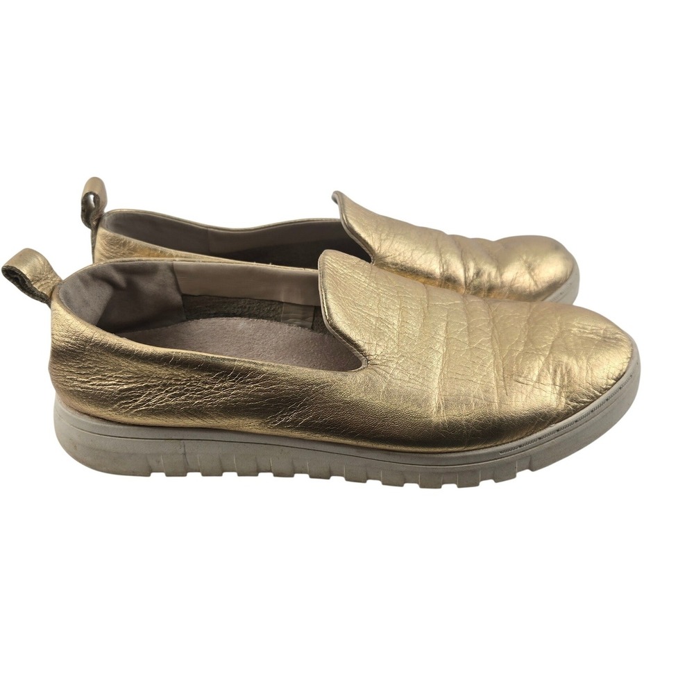 Vionic Uptown Willa Gold Metallic Leather Slip On Sneakers Women 8.5 Packable‎